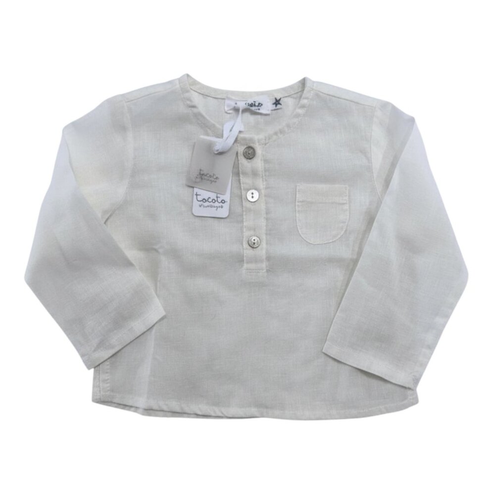 TOCOTO VINTAGE -  SHIRT - OFF WHITE - 45% COTTON/55% LINEN - 3M - NWT